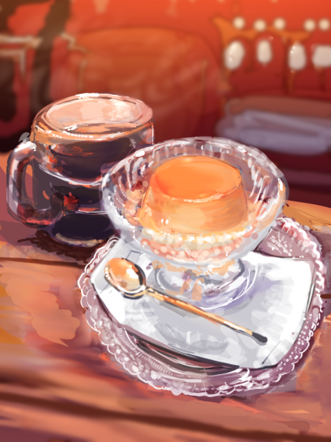 喫茶店のプリン