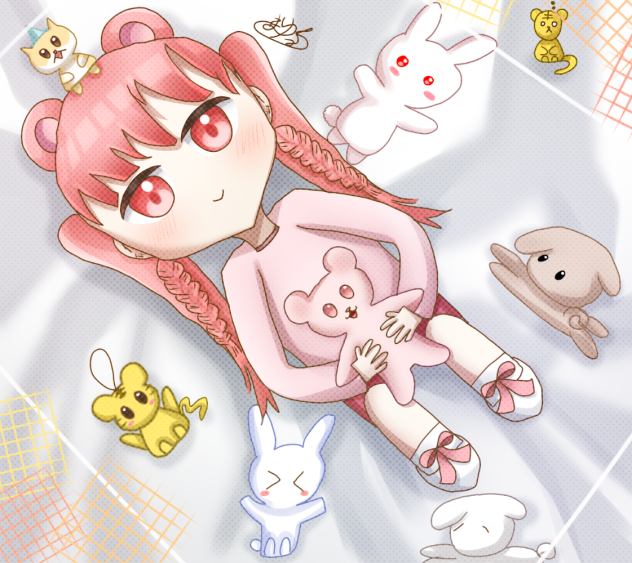 人形に囲ませて…