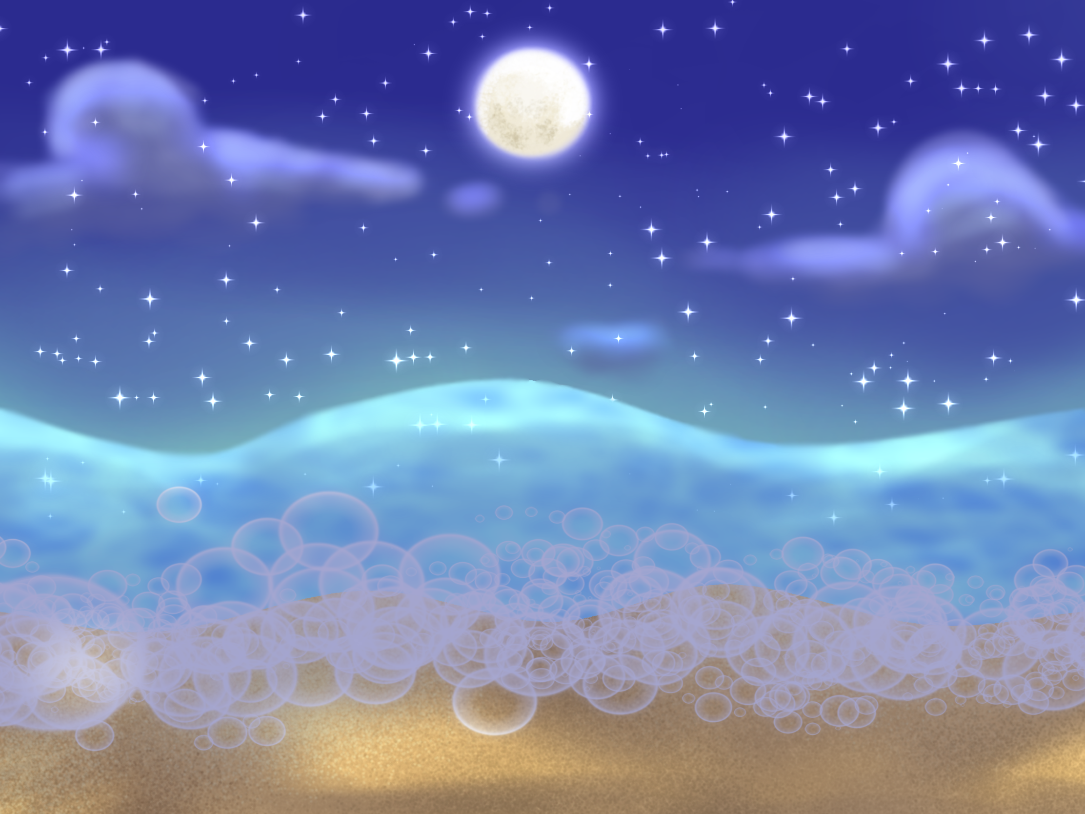 moonlit ocean - ibisPaint