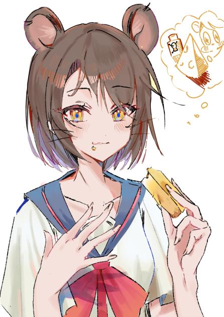 cute rat girl eats poisoned cheese