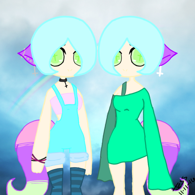 pastel twin foxes - ibisPaint