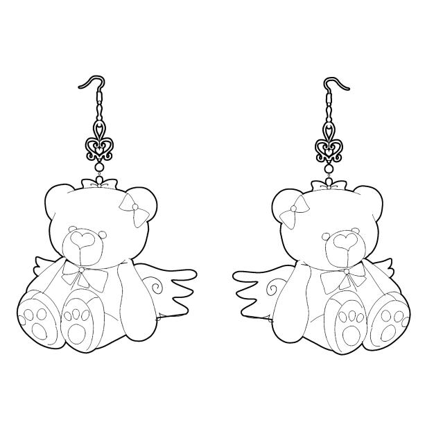 Teddy bear earrings outline