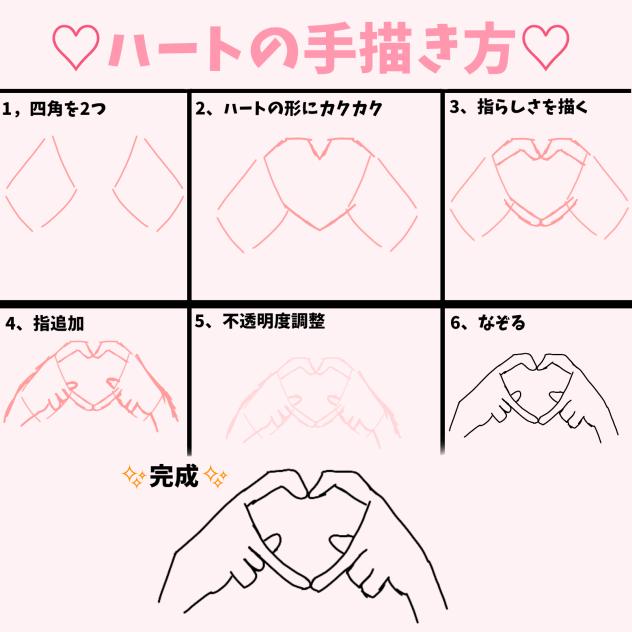 ハートの手の描き方
