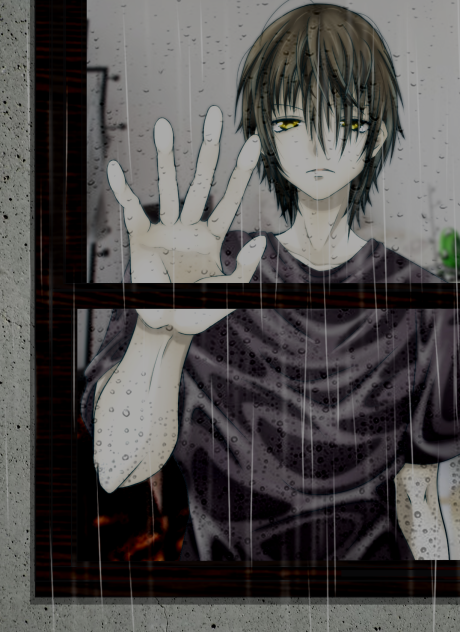 オリキャラｰ雨、窓辺、男子。