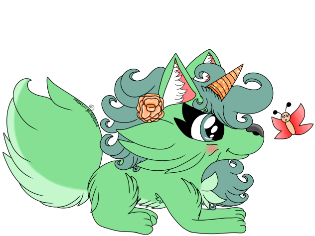 Green And Orange Unicorn Cat