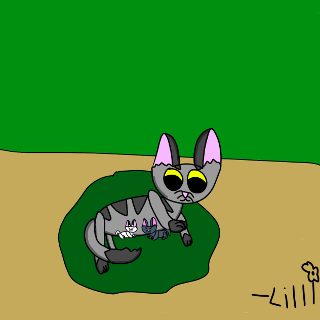 Moonflower with her kits l Warrior cats