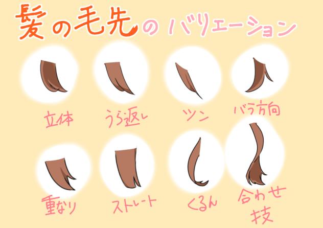 髪の毛先のバリエーション