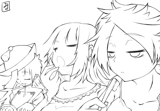寝不足トリオ（after Halloween ）ぬり絵