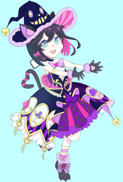 ⭐︎もも⭐︎ハロウィン黒マントの白ねこさん　Paricoさま　アーティストベア 白猫プロジェクト もこ - ibisPaint