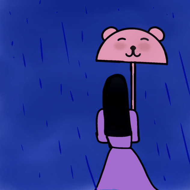Girl with a bear umbrella