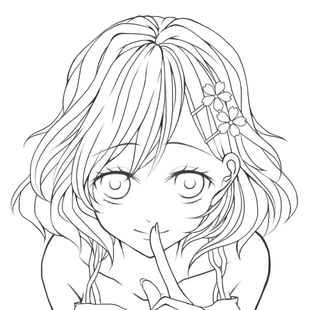 【線画】ないしょ♪