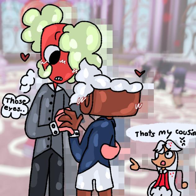 Cosmo and Sprout in a ballroom