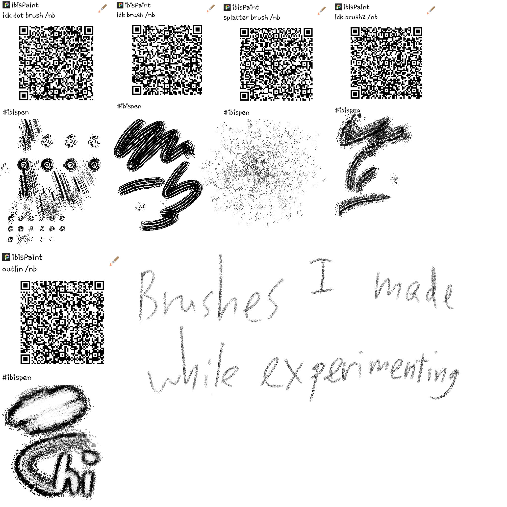 brushes I made while experimenting - ibisPaint