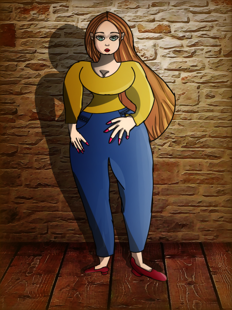 The girl with long blonde hair