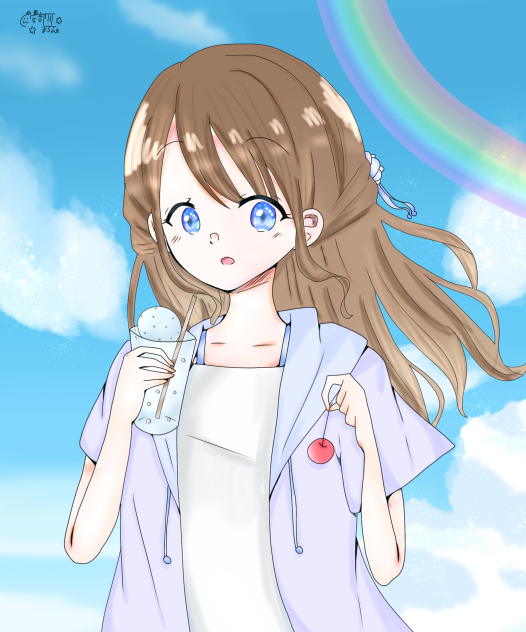 塗り絵(ドリンクと女の子)