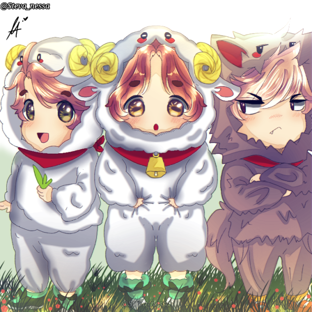 Chibi sheep & wolf