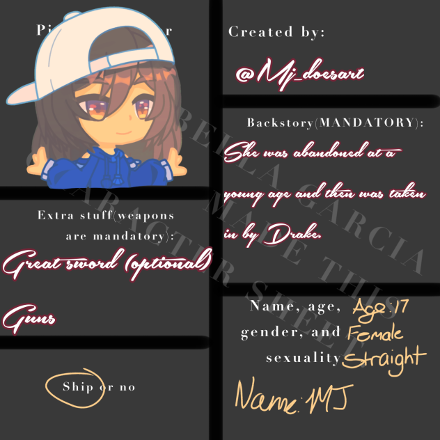 Character sheet for Isabella Garcia