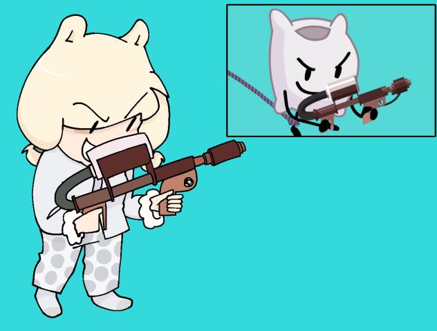 Pillow with a flamethrower