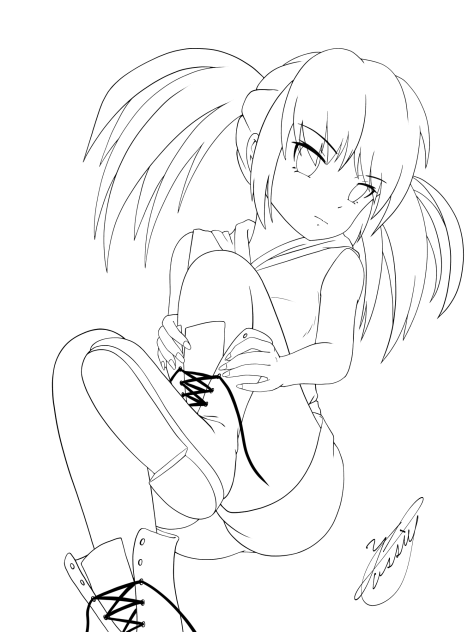 Wear boots girl（線画）