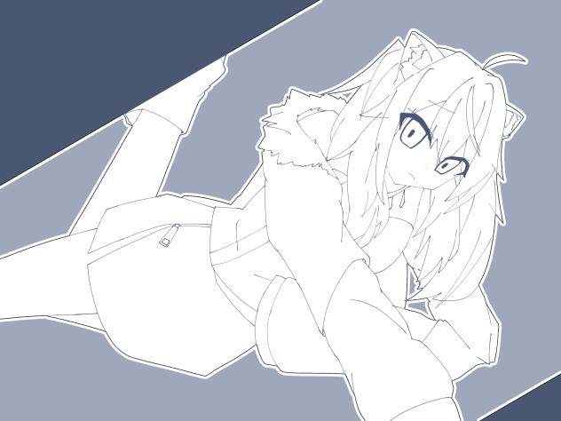 【塗り絵】獅白ぼたん線画　ししろん