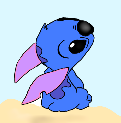 Stitch op het strand