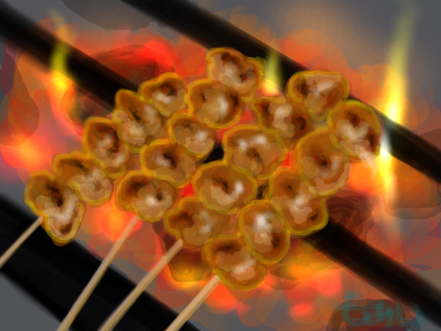焼き鳥 #深夜の真剣飯テロお絵描き60分一本勝負
