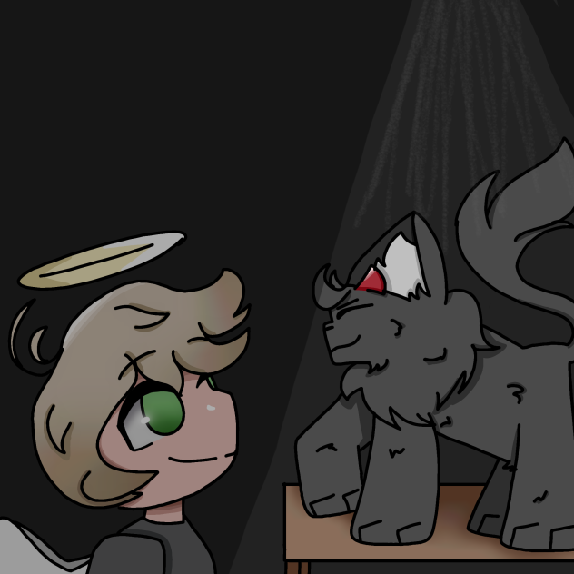 An angel meets demon cat