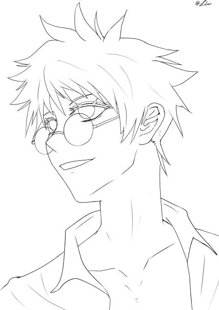 五条悟チャレンジ2（塗り絵用線画）