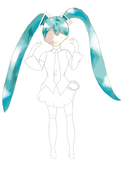 初音ミク(リア友の線画)
