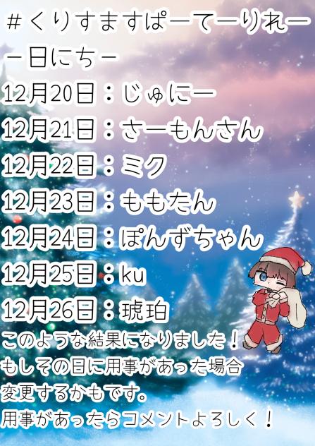くりすますぱーてーりれー結果