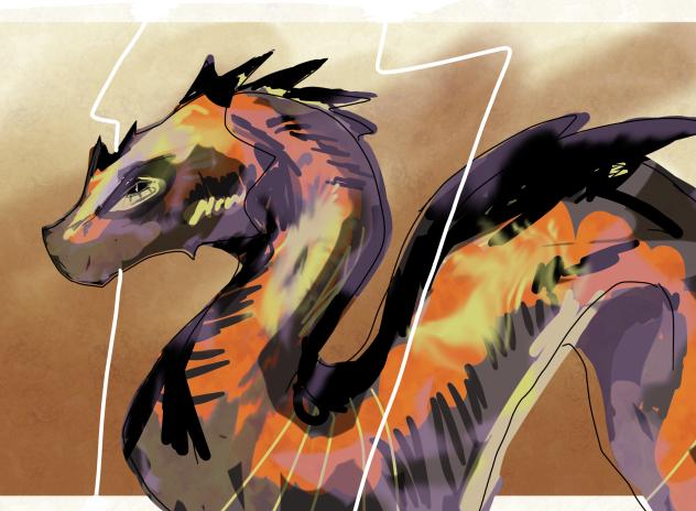 Uh very cool fire dragon-snake art!!