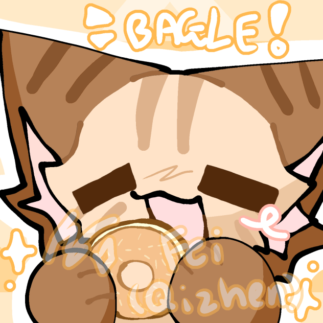 cat eating bagle!