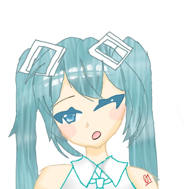 unfinished drawing of miku