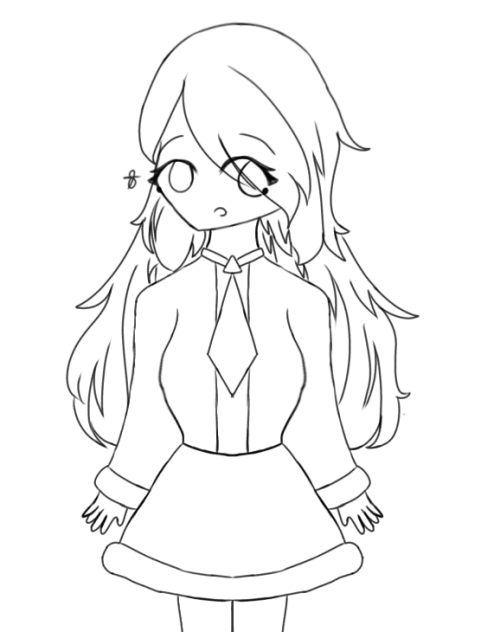 A Cute Girl with a Straight Tie Lineart