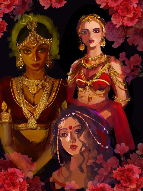 Flowers encased in jewels and gold