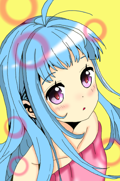 青い髪の女の子　塗らせていただきました！【○付けてみた】