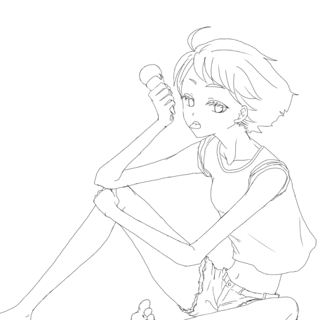 【線画】アイス【溶けた】