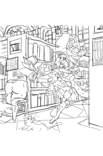 図書館【線画】