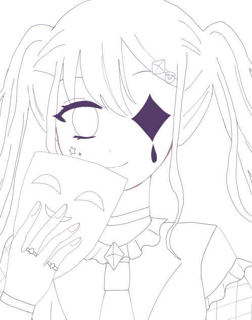 真夜中の道化師　線画★彡