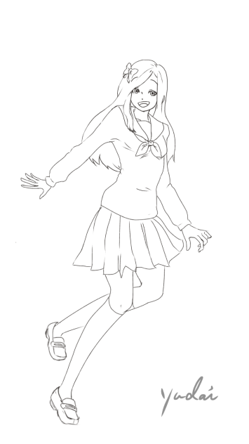 イラスト練習 女子高生 線画