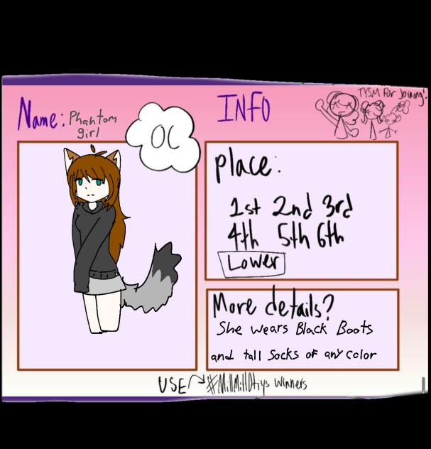 Prize sheet entry for dtiys