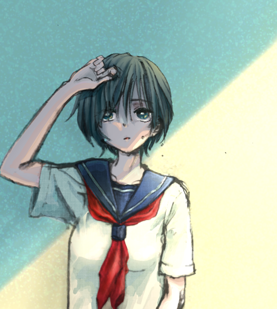 真夏、プールサイド
