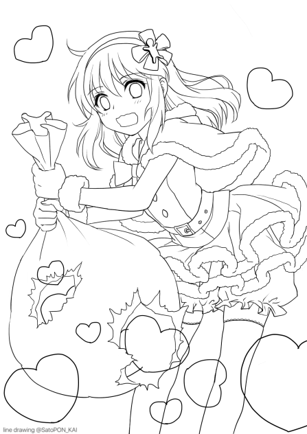 ぱなよサンタコスあゆ 線画