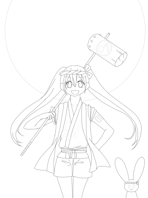 【線画 】お月ミクちゃん２