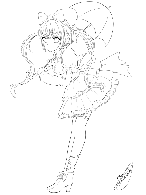 ロリィタツインテ（線画）