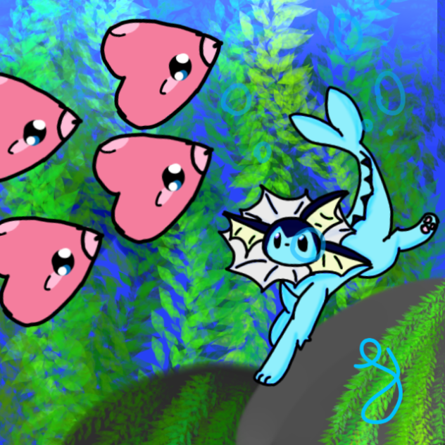 Vaporeon watching some luvdisc!