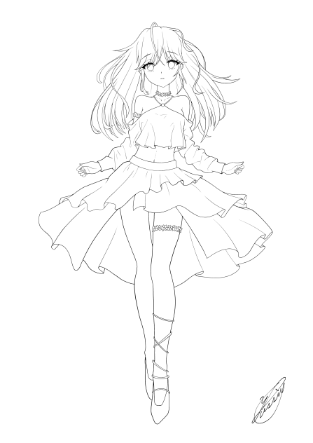 涼風みなも（線画）