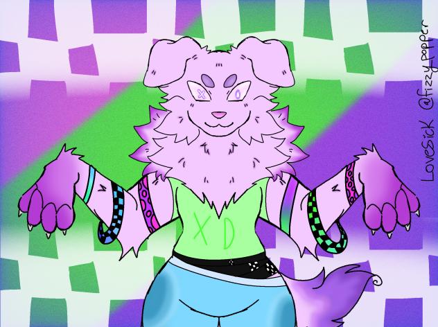 Technicolor scenecore rave dog XD