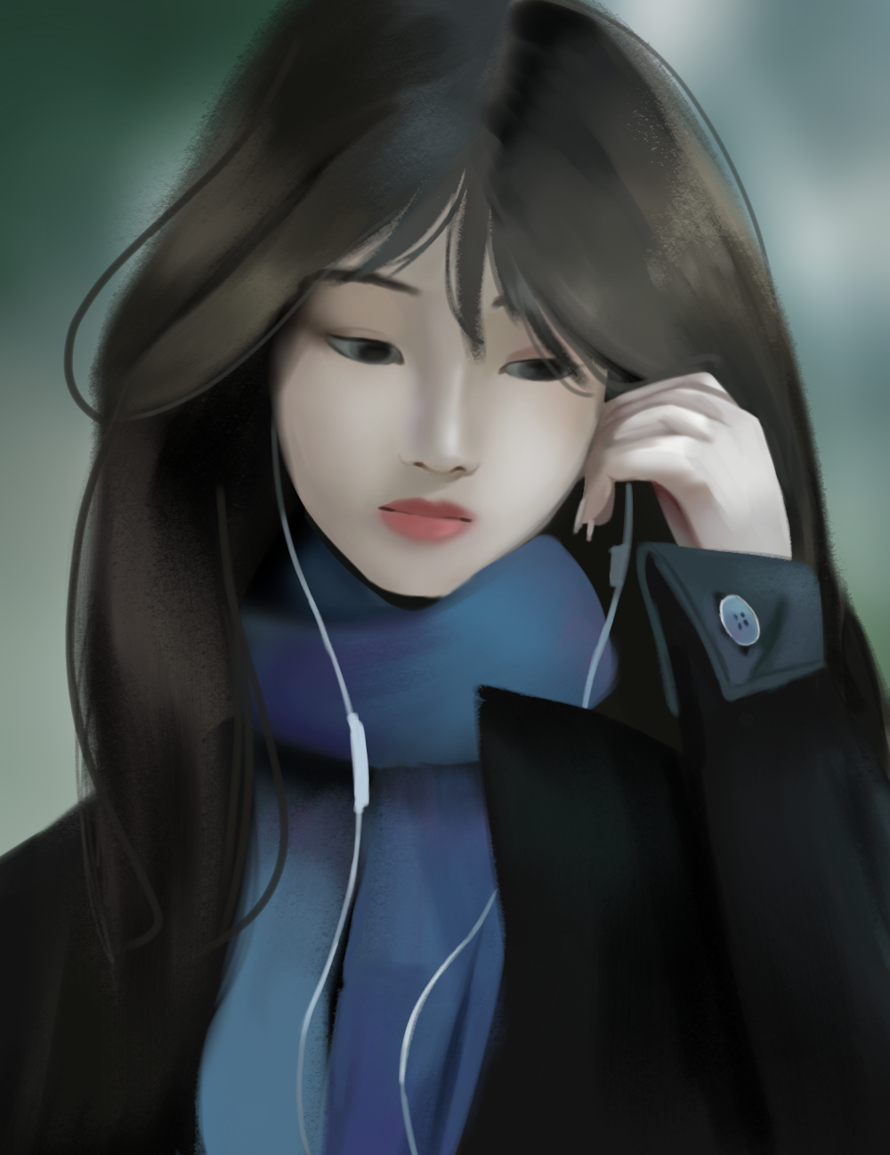 listening to music on a cold day - ibisPaint