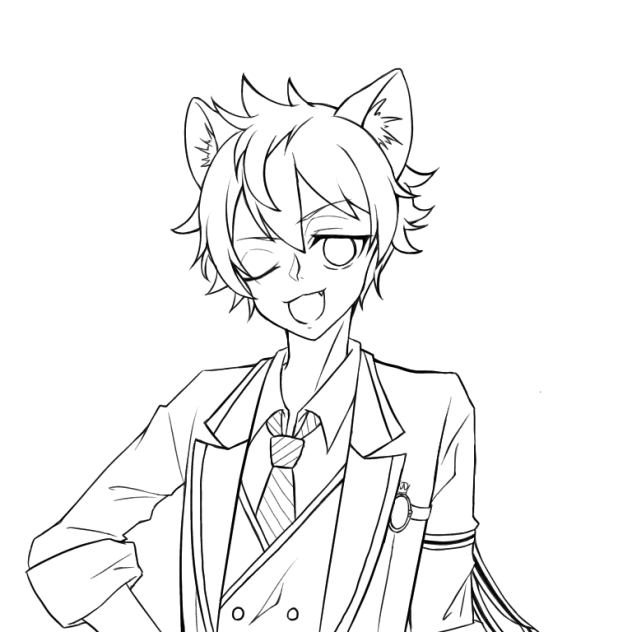 ツイステ　ラギー　線画